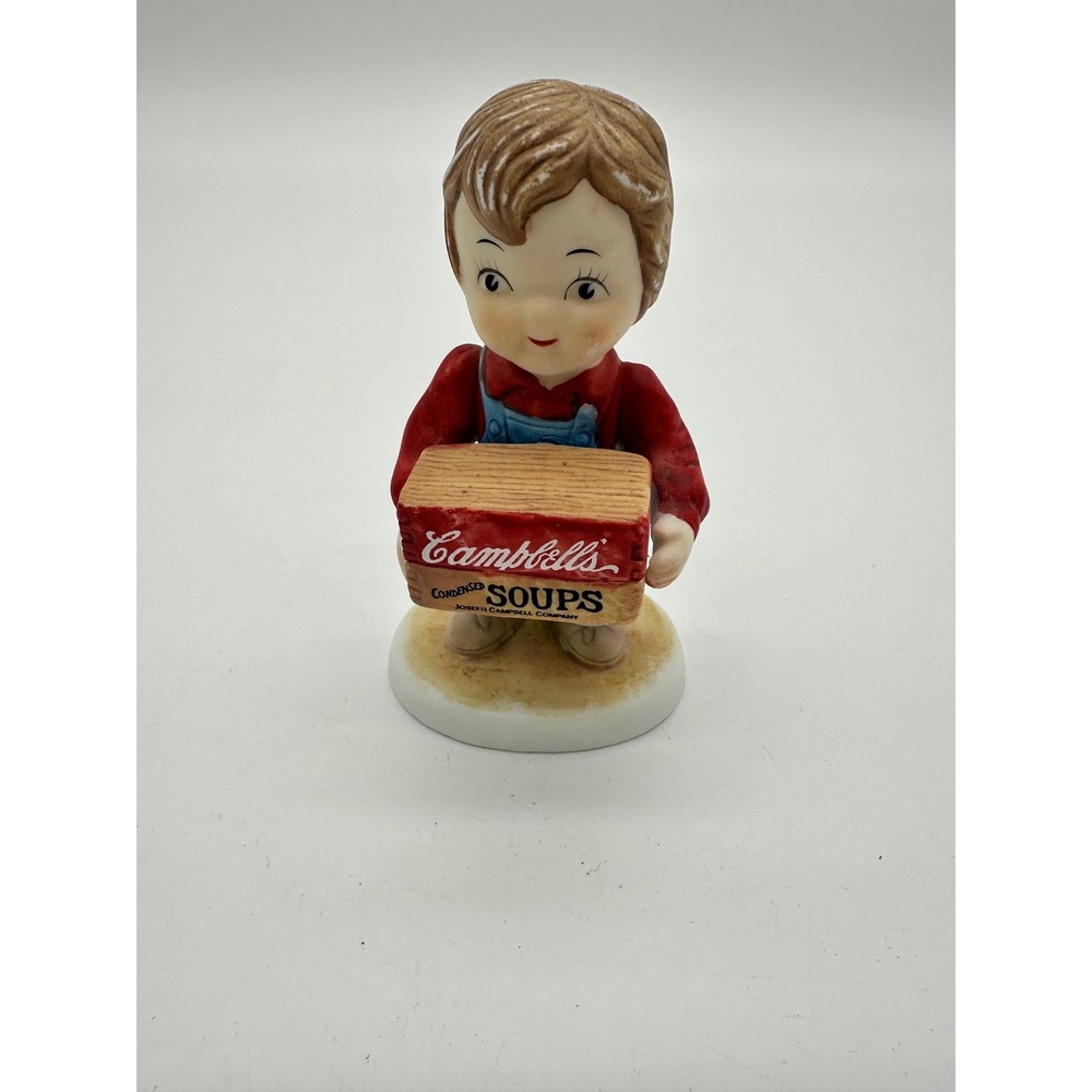 Campbell Soup Figurine Vintage 1993 Campbell Kid Boy Overalls Red Blue OS